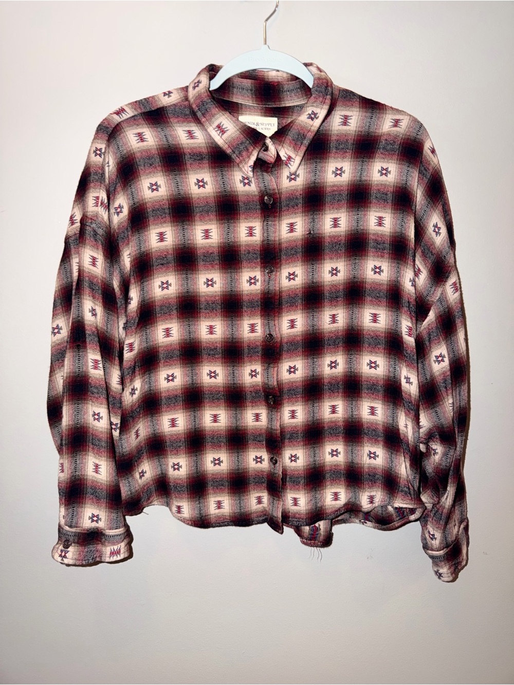 Denim & Supply Ralph Lauren Burgundy and Cream Plaid Button-Down Shirt
